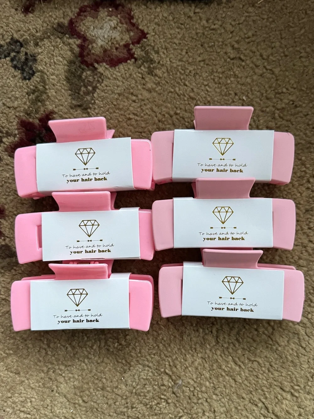Set of 6 Pink Hair Claw Clips